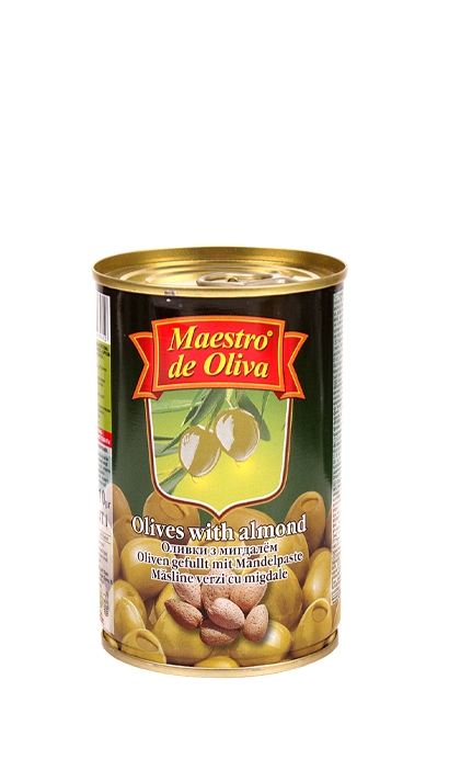 Оливки с миндалем Maestro De Oliva (“Маэстро дэ олива”) 300 г ж/б