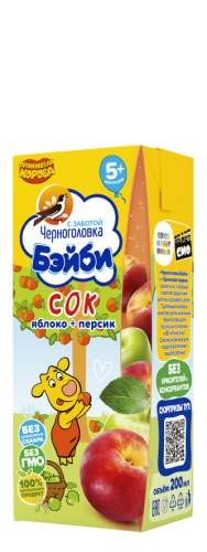Сок Черноголовка Бэйби яблочно-персиковый с мякотью 0.2л