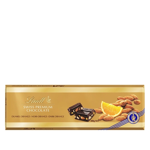Темный шоколад Lindt (Линдт) с апельсином и миндалем 300г