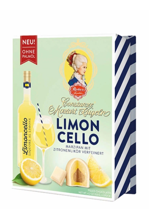 Конфеты Reber из белого шоколада c ореховым пралине, марципаном и лимонной начинкой 120г