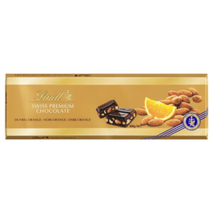 Темный шоколад Lindt (Линдт) с апельсином и миндалем 300г
